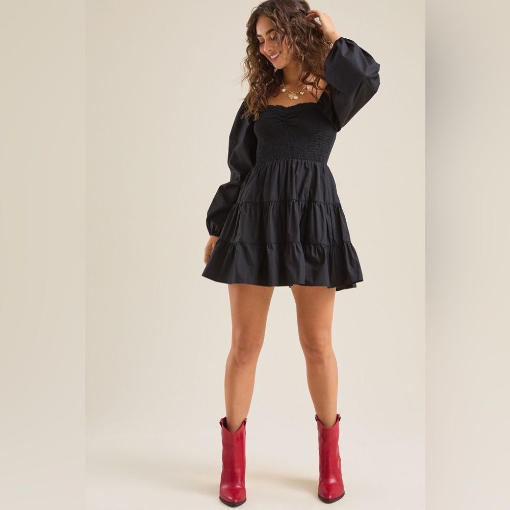 Altar’d State Sienna Smocked Mini Dress | XSmall | Black